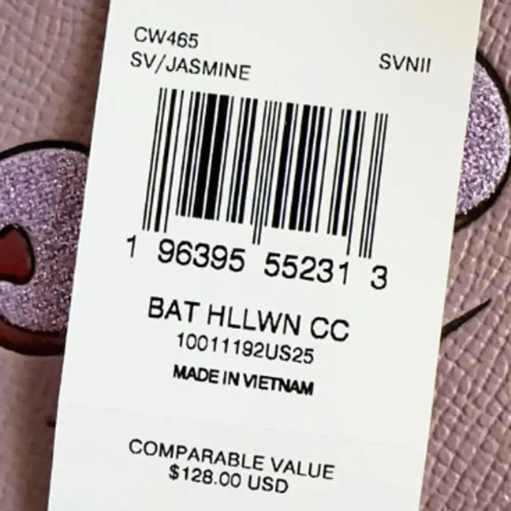 Coach Coin Case With Halloween Bat Jasmine Purple Leather CW465
